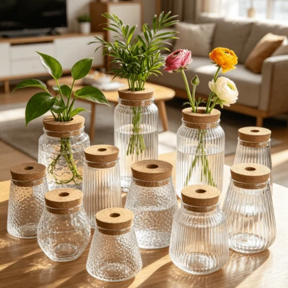 3pcs Set 400ml Transparent High Borosilicate Glass Vase, Minimalist Volcanic Shape Hydroponic Vase, Creative Hydroponic Plant Vase, Desktop Decor, Transparent Handmade Flower Pot For Green Plants And Potted Plants, Home Wedding Holiday Decoration