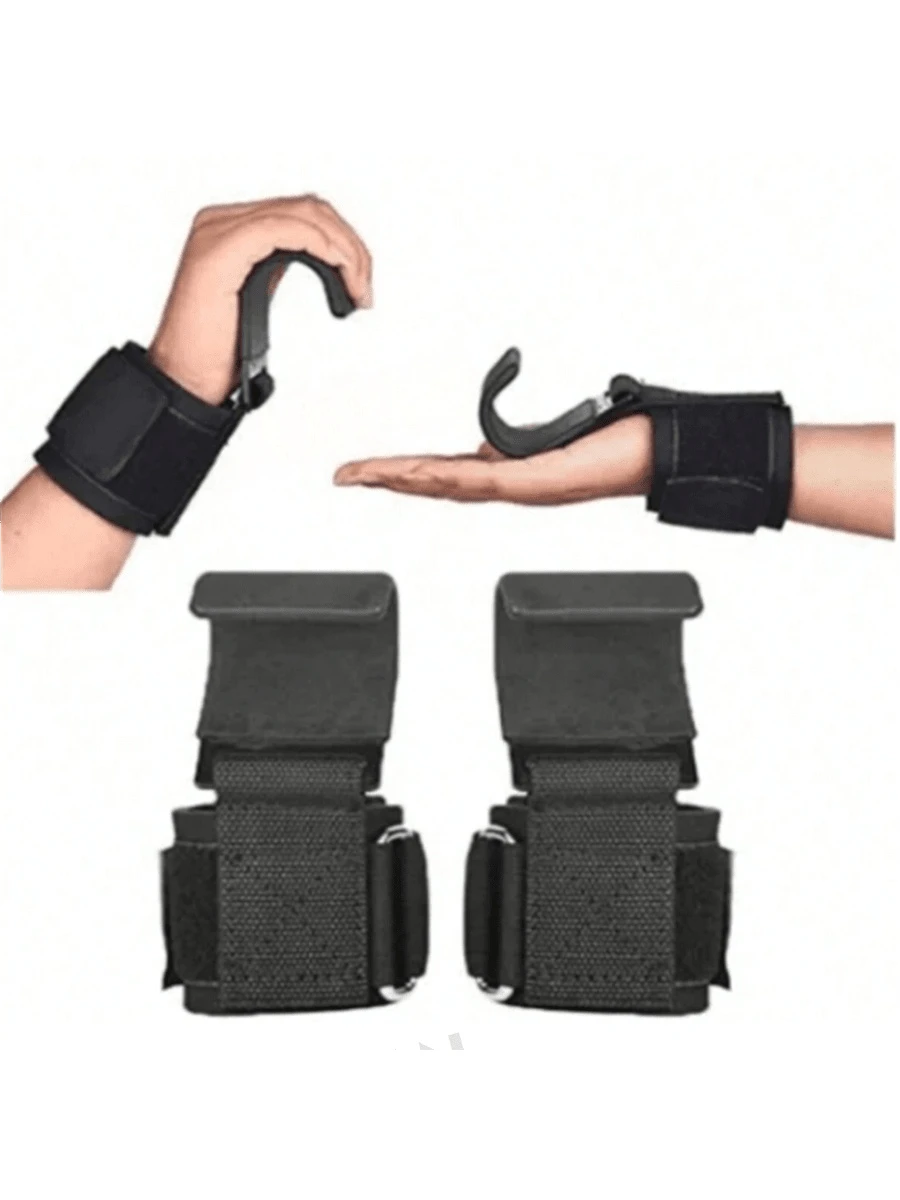 2pcs/Set Fitness Squat Weightlifting Pull-Up Wrist Wraps, Sports Equipment, Fitness Accessories To Reduce Hand Burden During Strength Training - Black - View 1
