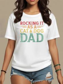 Mensajes divertidos sobre amor hacia gatos y perros con letras coloridas que expresan orgullo y simpatía para quienes disfrutan compartir cariño con sus mascotas camiseta de mujer casual cómoda para uso diario - Blanco - Ver 1