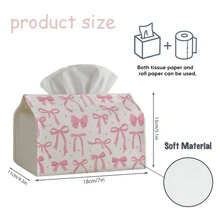 1pc Romantic & Cute Bow Repeat Pattern Tissue Box, Durable Decorative Storage Box For Kitchen, Living Room, Bedroom - Multifunctional Holiday Home Decor, Compact Rectangular Shape Suitable For Desk Or Shelf Display - Multicolor - View 3