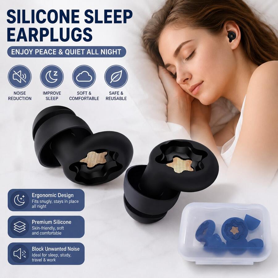 2 nút bịt tai chống ồn tái sử dụng, kèm hộp đựng di động, bao gồm 2 kích cỡ nút tai mềm có thể thay thế, nút bịt tai bảo vệ thính giác thoải mái và bền bỉ, lý tưởng cho giấc ngủ, học tập, du lịch, đạp xe, xem hòa nhạc, ở ký túc xá, giúp giảm chứng mất ngủ hiệu quả, là vật dụng cần thiết cho năm học mới và món quà Ngày của Mẹ/Ngày của Cha thiết thực.