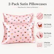 2 fundas de almohada de satén, textura suave y sedosa para el cuidado del cabello y la piel, suave y fresca con cierre de sobre, ropa de cama de lujo con estampado de mariposa, se ajusta a los tamaños estándar de reina y rey - Multicolor - Ver 11
