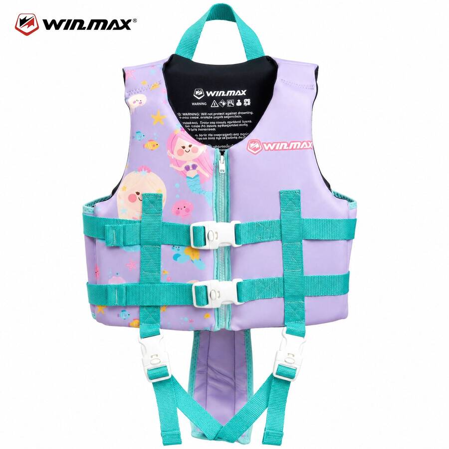 WIN.MAX 2-8岁儿童浮力游泳背心,轻便漂浮救生衣,男女童通用,泳池和海滩游泳辅助装备,配有可调节安全带,易于穿脱。 - 彩色 - 查看 1