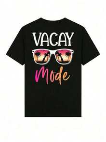 Graphic Tee Set. Single Garment, Not A 3-Piece Set. 1 Piece/Set Of Long-Sleeved Tees Suitable For Streetwear. Oversized Crew Neck Top For Daily Outings, Camping, Concerts, Hip-Hop, Rock, And Rap Events With A "Coastal Granny" Aesthetic, Aloha And Marsh Prints, Loose And Comfortable Fit, Retro Y2K Style, Casual And Loose Tees With A Cool Girl Aesthetic, Tropical Vacation Vibes For Summer - 黑色 - 查看 2