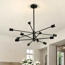 1pc 12-Light Sputnik Chandelier, Modern Gold/Black Decorative Ceiling Light, Mid-Century Branching Sputnik Pendant Lighting Fixture, Adjustable Industrial Style Ceiling Lighting For Living Room, Dining Room, Bedroom, Kitchen, Foyer, Home Decor, E26/E27 Bulb Base (Bulbs Not Included) - one-size - View 7