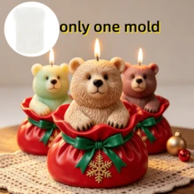 聖誕禮物袋熊造型香氛蠟燭矽膠模具 DIY 壓花蠟燭模具 聖誕氛圍全熊蠟燭模具 可重複使用 易脫模易清洗 適合送給家人朋友的聖誕禮物 - A-白色 - 查看 1