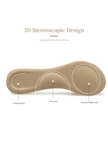 1 Pair Women's Arch Support 3/4 Length Shoe Insoles, Soft Cushioning Anti-Slip Full-Length Insoles Suitable For High Heels, Sandals And Wedges In Summer - Beige - View 6