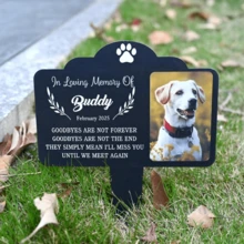 1pc Customized Dog Memorial Stake, Personalized Dog Photo Plaque, Outdoor Pet Gravestone, Condolence Gift, Pet Portrait Gift, Metal Garden Tribute - Multicolor - View 5