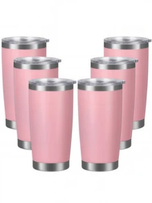 6PCS-20oz Tumbler With Lid Stainless Steel Double Wall Vacuum Insulated Tumblers Powder Coated Cups Travel Mug Keep Drinks Cold And Hot - Multicolor - View 14