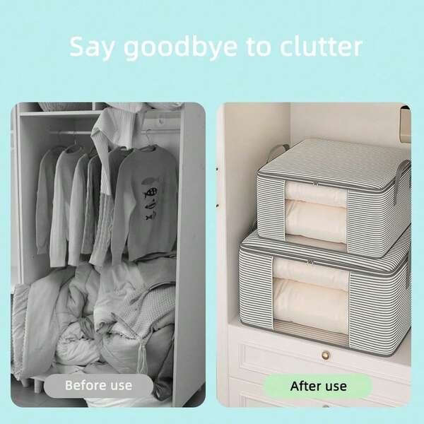 1 chiếc/1 gói/2 gói Túi đựng quần áo và chăn ga theo mùa trong suốt, kiểu dáng đơn giản, chất liệu vải không dệt, dung tích lớn, túi đựng đồ trong tủ quần áo, túi đựng và sắp xếp đồ dùng lặt vặt, chống bụi và chống ẩm, có thể gấp gọn, chống mài mòn và chống trầy xước.