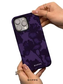 GIIPPA 1pc Deep Purple Background With Iris Flower Pattern Design, Phone 17 Pro Max Phone Case, Compatible With Phone 16 Pro Max, 15 Pro Max, 14 Pro Max, Korean-Style High-End Fashionable And Interesting Phone Case, Compatible With 11/12/13/14/15/16 Pro Max Plus, Elegant Design Suitable For Both Men And Women, Perfect Gift For Girlfriend On Easter, Wedding Season And Birthday! - Multicolor 2 - View 3