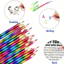24 Pensil Warna Pelangi 4-in-1 - Pensil Gambar Kapasitas Besar untuk Seniman dan Dewasa - Cocok untuk Buku Mewarnai, Proyek Seni, Kerajinan Tangan, Perlengkapan Sekolah dan Kantor - MultiWarna - View 3