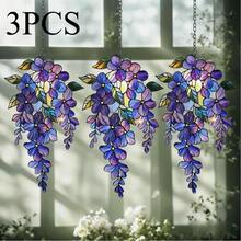 3pcs 15CM*15CM Wisteria Branch Acrylic Sunlight Catcher - Holographic Floral Window Decor, Spring Garden Gift, Floral Home Decor For Mom - Multicolor - View 7