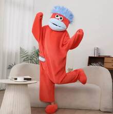 Cartone animato grande bocca divertente coppia in pigiama uomo donna inverno scultura di sabbia spessore abito di casa in peluche di corallo - Rosso - Visualizzare 3