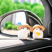 4件套可爱仓鼠汽车装饰品，迷你树脂仓鼠玩偶，带草帽，萌趣十足的汽车内饰装饰，创意中控台摆件，适用于汽车、办公室、家庭书桌，经久耐用，魅力十足，是仓鼠爱好者的理想汽车配件。 - A - 查看 9