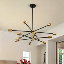 1pc 12-Light Sputnik Chandelier, Modern Gold/Black Decorative Ceiling Light, Mid-Century Branching Sputnik Pendant Lighting Fixture, Adjustable Industrial Style Ceiling Lighting For Living Room, Dining Room, Bedroom, Kitchen, Foyer, Home Decor, E26/E27 Bulb Base (Bulbs Not Included) - one-size - View 6