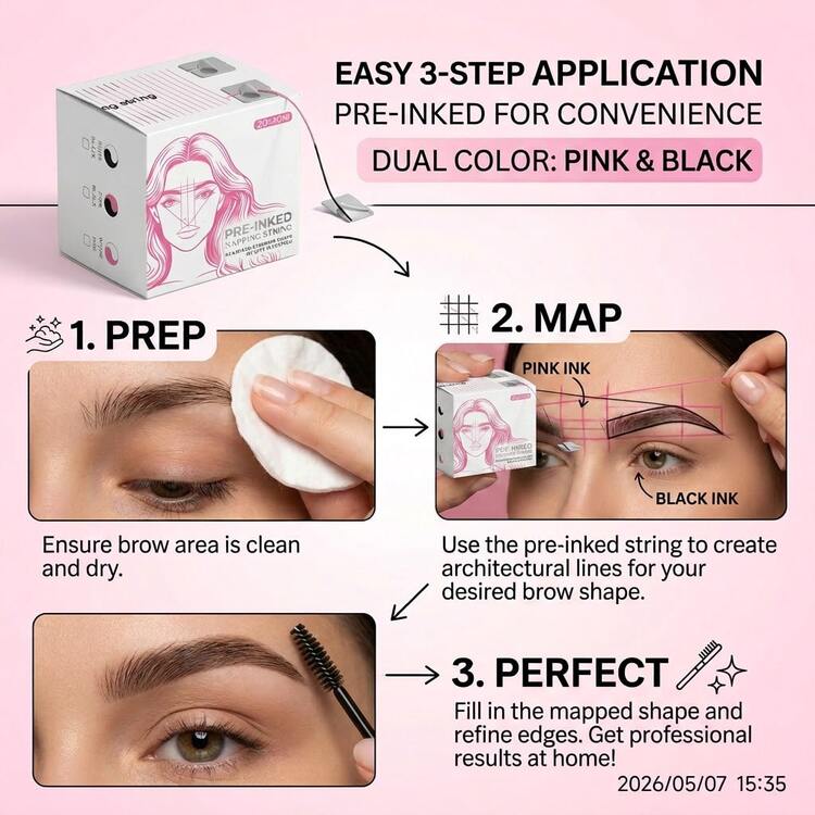 Boxed Dual-Color Positioning Tool, Marking Line, Eyebrow Tattoo Positioning Tool - View 2