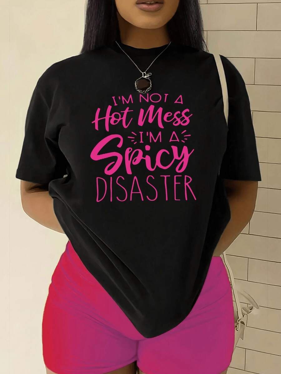 Women's T-Shirt With A Unique And Modern Retro Design, Made Of Soft And Comfortable Fabric, Short Sleeves, High Quality, Does Not Shrink Or Pill, Hado Cut, Perfect For A Casual Elegant Style, Streetwear T-Shirt - 黑色 - 查看 1