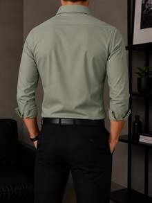 Rand paul Men's Microfiber Cotton Shirt - Comfortable And Stylish Slim Fit - Hijau Tentara - View 2