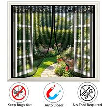 Magnetic Anti-Mosquito Mesh Screen, Window Mosquito Net, High-Density Polyester Fiber Mesh Screen, Magnetic Closure Mesh Door And Window To Prevent Mosquitoes And Flies, With Hook And Loop & Nails - Black - Black - View 1