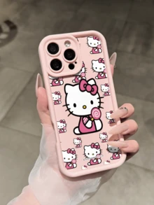 Miniso Hello Kitty Pink Girly Thick Shockproof Phone Case, Compatible With IPhone 17 Pro Max, 17, 16 Pro Max, 15 Pro Max, 16 Pro Max, 14, 13, 12, 11, 14 Pro, 15 Plus, 12 Pro, 16 Plus, XS, 14 Pro Max, 13 Pro And Other Models, Cute Cartoon Print - Pink - View 1