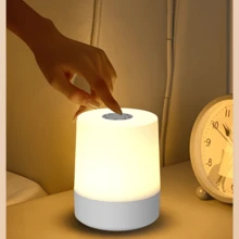 1个可调光便携式夜灯，RGB智能调光台灯，具有16种颜色变化模式和可调节阅读灯，适用于卧室、浴室、客厅 - 白色 - 查看 5