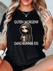 Una camiseta de modara mujer que exhibe un estampado distintivo, elabor con un tejido suave y cómodo con mangas cortas. Es una opción fácil pero elegante, i tanto para salidas casuales como para eventos más refinados. Unieza esencial para el uso diario. - Negro - Ver 2