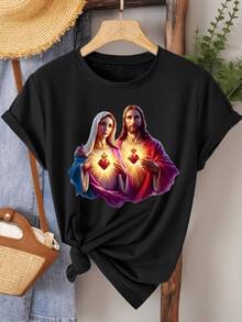 Esta camiseta gráfica drtidara mujer es i para reuniones, fiestas y ropa casual para estar en casa. Presenta un diseño drtido, cuello redondo, mangas y un estilo streetwear casual con un corte hoado (por favor, consulte el gráfico de tallas para referencia). - Negro - Ver 2