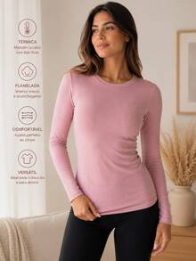Women Thermal Underwear Tops - Dusty Pink - View 4