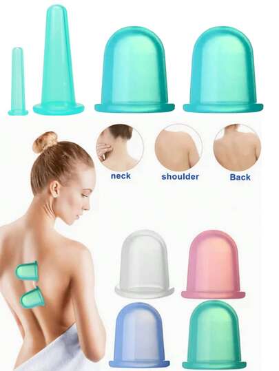 4-delige gezichtscuppingset met siliconen vacuümcuppingcups voor gezichts- en oogmassage.