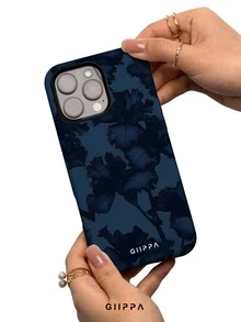 GIIPPA 1件深藍背景與鳶尾花圖案設計手機殼，適用於Phone 17 Pro Max，相容於Phone 16 Pro Max、15 Pro Max、14 Pro Max，韓式高端時尚趣味手機殼，相容於11/12/13/14/15/16 Pro Max Plus，優雅設計適合男女，復活節、婚禮季與生日送給女友的完美禮物！ - 多色1 - 查看 3