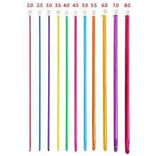 11pcs/Set 27cm Colorful Metal Crochet Hooks Kit Includes 20 Stitch Markers + 1 Scissor, Random Color, DIY Knitting Tools - Crochet Set - View 3
