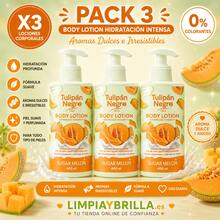 Pack 3 Body Lotion Tulipán Negro Sugar Melon – Loción Corporal Hidratante Aroma Melón Dulce 400 ml - Vitamina C - Ver 3