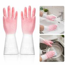 1 Pair Pink PVC Dishwashing Gloves, Long Cuff Reusable Kitchen Cleaning Gloves With Textured Palm Grip For Washing Dishes, Scrubbing Pots Pans, Cleaning Sink, Countertop, Bathroom, Laundry Room And Home Chores, Household Utility Gloves For Daily Use, Wet Cleaning Tasks, Apartment Dorm Kitchen Organizer Add On, Cute Pink Cleaning Gloves For Plates Bowls Cookware Stove Area Vanity And Housework, Home - Pink (Large) - View 13