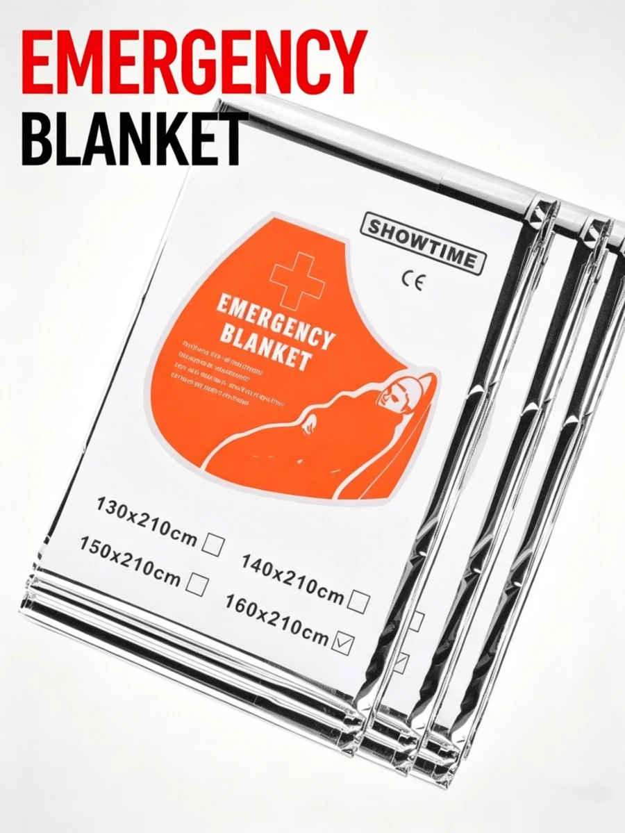1pc Silver Reflective Survival Emergency Blanket, Suitable For Camping, Hiking, Marathon, First Aid Kit, Lightweight Waterproof Thermal Blanket
