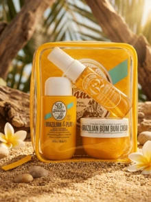 Sol de Janeiro Bộ 3 sản phẩm Bum Bum Jet (Kem dưỡng 50ml + Gel tắm 90ml + Xịt thơm toàn thân 30ml) Bộ mini Unisex 1.7oz/50ml + 3oz/90ml + 1oz/30ml - Nhiều màu - Xem 2