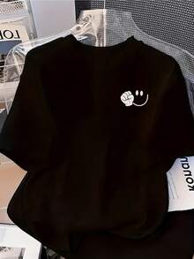 Puño levantado junto a una sonrisa simboliza fuerza optimismo y unión transmitiendo energía positiva y confianza en uno mismo camiseta de mujer casual moderna cómoda para uso diario - Negro - Ver 1