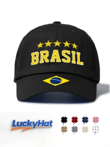 1 Stück BRASIL Muster Klassische Baseballkappe, Unisex in mehreren Farben erhältlich, Brasilien Nationalflagge Sportkappe, ästhetisches Fußball-Fan Outdoor Reise Zubehör, Strand, Urlaub - BRASIL - Übersicht 6