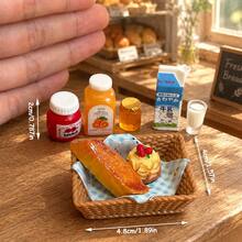 Bộ đồ chơi nhà búp bê thu nhỏ dùng cho dã ngoại, giỏ nhỏ đựng bánh mì, chai sữa, lọ đựng đồ, v.v. Mô hình thu nhỏ tỷ lệ 1:12 dùng làm đạo cụ chụp ảnh. - Bộ 8 món - Xem 4