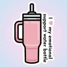 I Love️ Pink Large Capacity Water Cup, Healing Meme, Waterproof Vinyl Sticker - Durable Smooth Surface, Self-Adhesive Bumper Sticker, Suitable For Cars, Windows, Laptops, Trucks, Water Bottles - Multi-Purpose Durable Design, Car Sticker - Vinyl - View 2