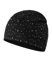 1 pieza Gorro casual de estilo callejero de unicolor con estampado de calavera de nailon, unisex para todas las estaciones - diamante entero - Ver 9