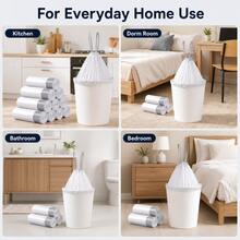 White Drawstring Garbage Bags, Large Thickened Trash Liners With Pull-Tie Handle Closure For Kitchen, Dorm, Bathroom, Bedroom And Daily Household Cleanup, 50pcs Or 100pcs - 白色 - 查看 6
