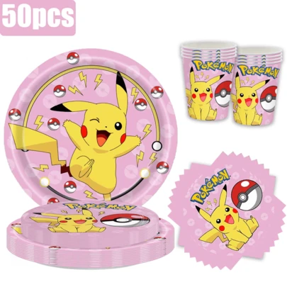 50-Piece Cartoon-Themed Disposable Tableware Set [7-Inch Paper Plates, 9-Inch Paper Plates, Napkins, Cups] - 10-Person Party Supplies Set, Suitable For Birthdays, Weddings, Themed Parties, Family Picnics, Back-To-School Season
