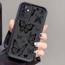 1 pieza Funda de teléfono protectora antideslizante y resistente a caídas con diseño creativo de mariposa negra que cubre todo el teléfono, compatible con iPhone, Honor, Galaxy - Negro - Ver 1