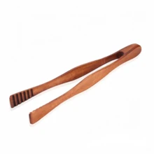 Personalized Custom Toaster Food Tongs, Customizable With Names/Logos, Etc., Personalized Cooking Tongs Made Of Nanmu Wood, Reusable, Suitable For Griping Cheese, Bacon, Muffins, Fruits, Bread, And Other Foods, A Practical Essential Kitchen Tool, Convenient For Gripping, Cooking, Baking, And Barbecuing - Khaki - View 8