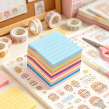 1/2/4/6/8/10 Sets Colorful Fluorescent & Pastel Sticky Notes, Multi-Color Self-Adhesive Memo Pads, Bright Line Reminder Notes, Cute Stationery Suitable For Students, Journals, School & Office. Back To School Season. - one-size - View 3
