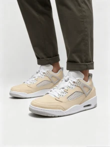 Nike Jordan Spizike Leather Low Sanddrift Sepatu Basket Retro Low-Top yang Nyaman dan Serbaguna untuk Pria - coklat muda - View 1