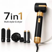Bộ dụng cụ tạo kiểu tóc 7 trong 1, máy sấy tóc đa năng với các đầu tạo kiểu tóc bằng khí nóng có thể thay thế, máy uốn tóc đa năng, bộ dụng cụ tạo kiểu tóc chuyên nghiệp đa chức năng với lược tròn tạo độ phồng, lược làm mượt và đầu khuếch tán dành cho mọi loại tóc. - màu đen - Xem 6