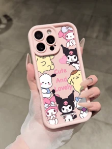 Miniso Sanrio Melody 加厚防震全包手机壳，适用于 iPhone 17 Pro Max、17、16 Pro Max、15 Pro Max、16 Pro Max、14、13、12、11、14 Pro、15 Plus、12 Pro、16 Plus、XS、14 Pro Max、13 Pro 等型号，可爱卡通图案 - 粉色 - 查看 3