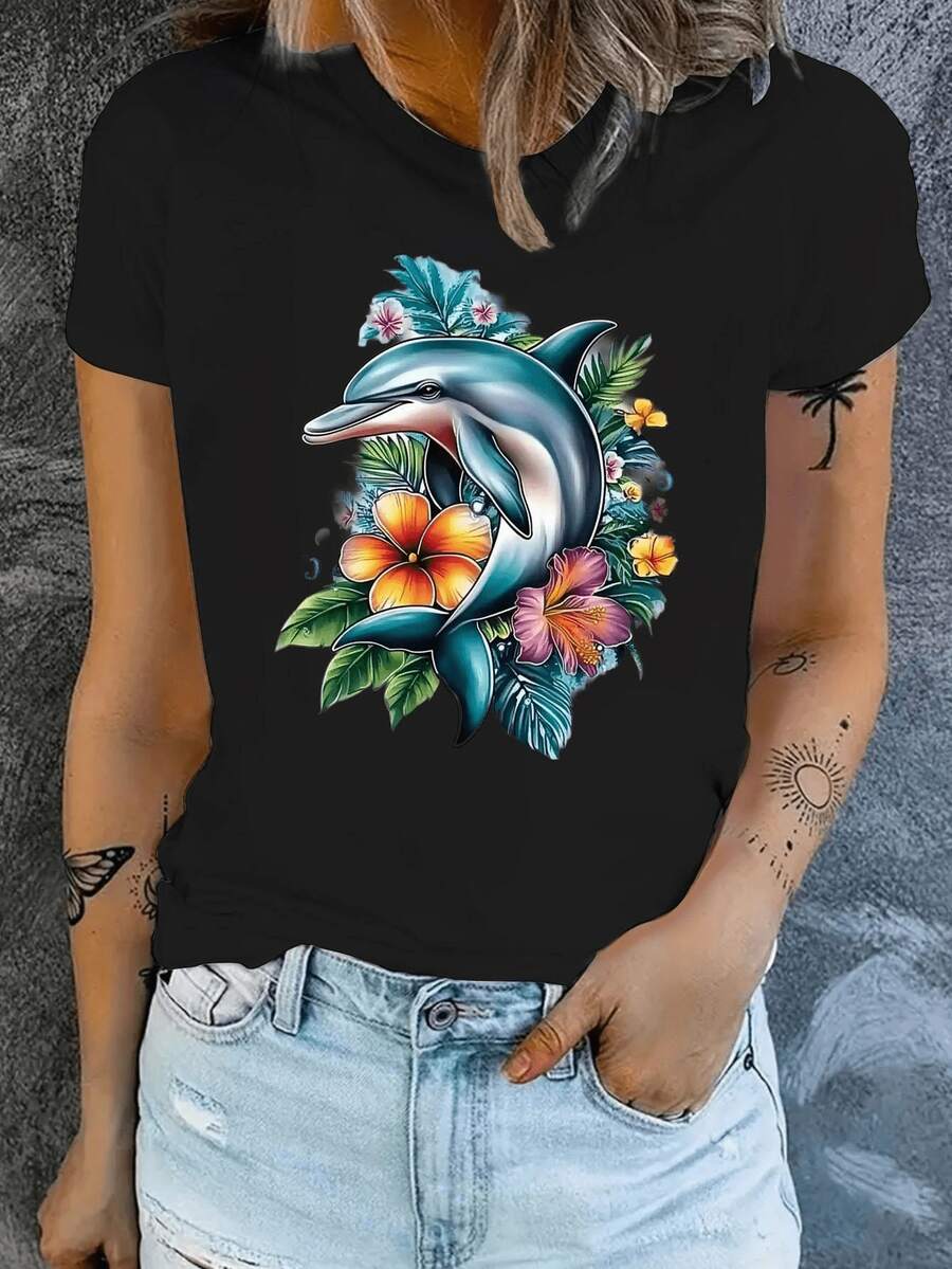 Camiseta moderna de cuello redondo para damas, una blusa casual con mangas cortas y un diseño cómodo y transpirable adecuado para cualquier tempor. Una camiseta sencilla de color sólido para uso diario (corte hoado; consulte la tabla de tallas)